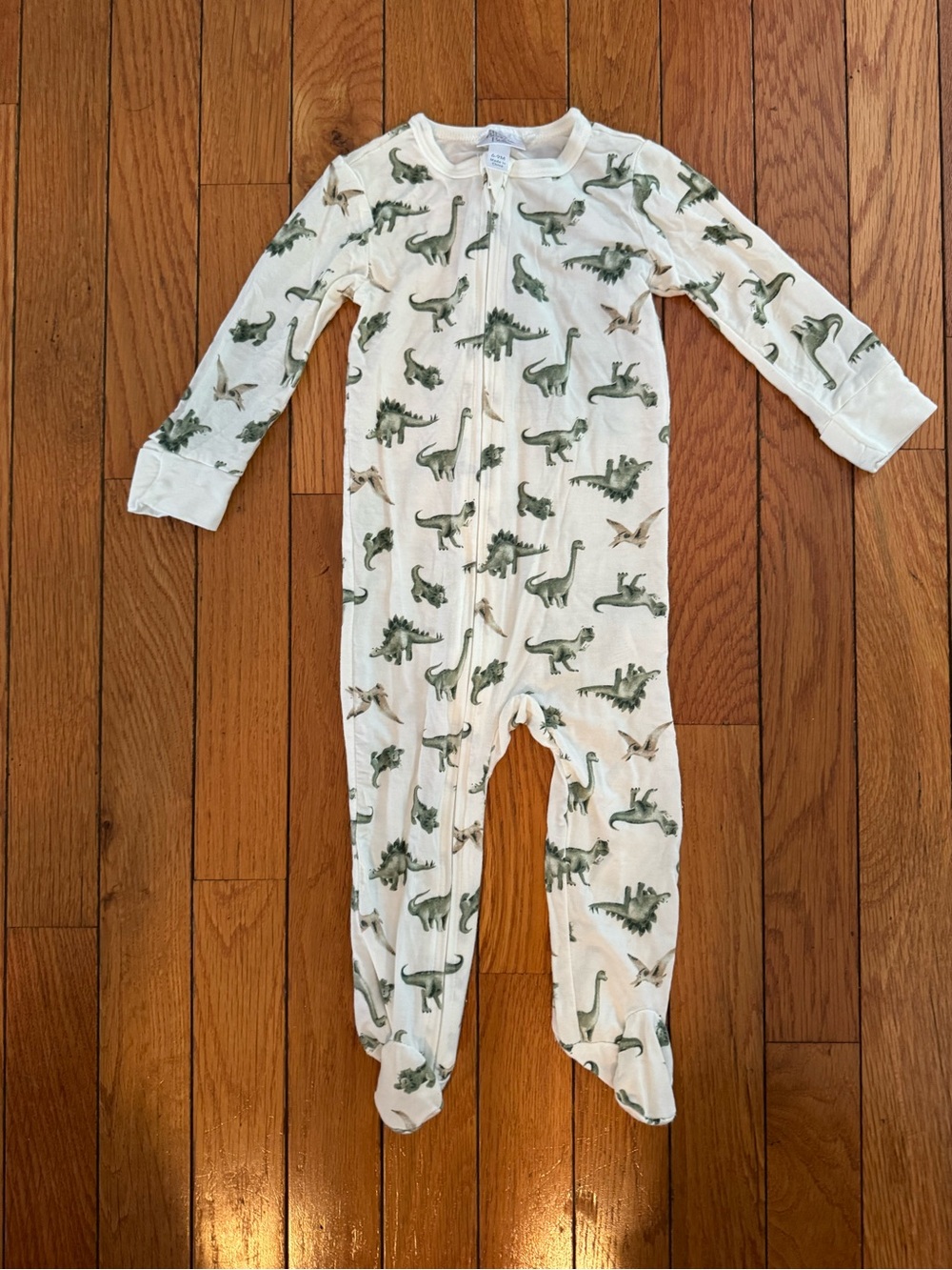 Kids White Dinosaur Print Zip-Front One-Piece